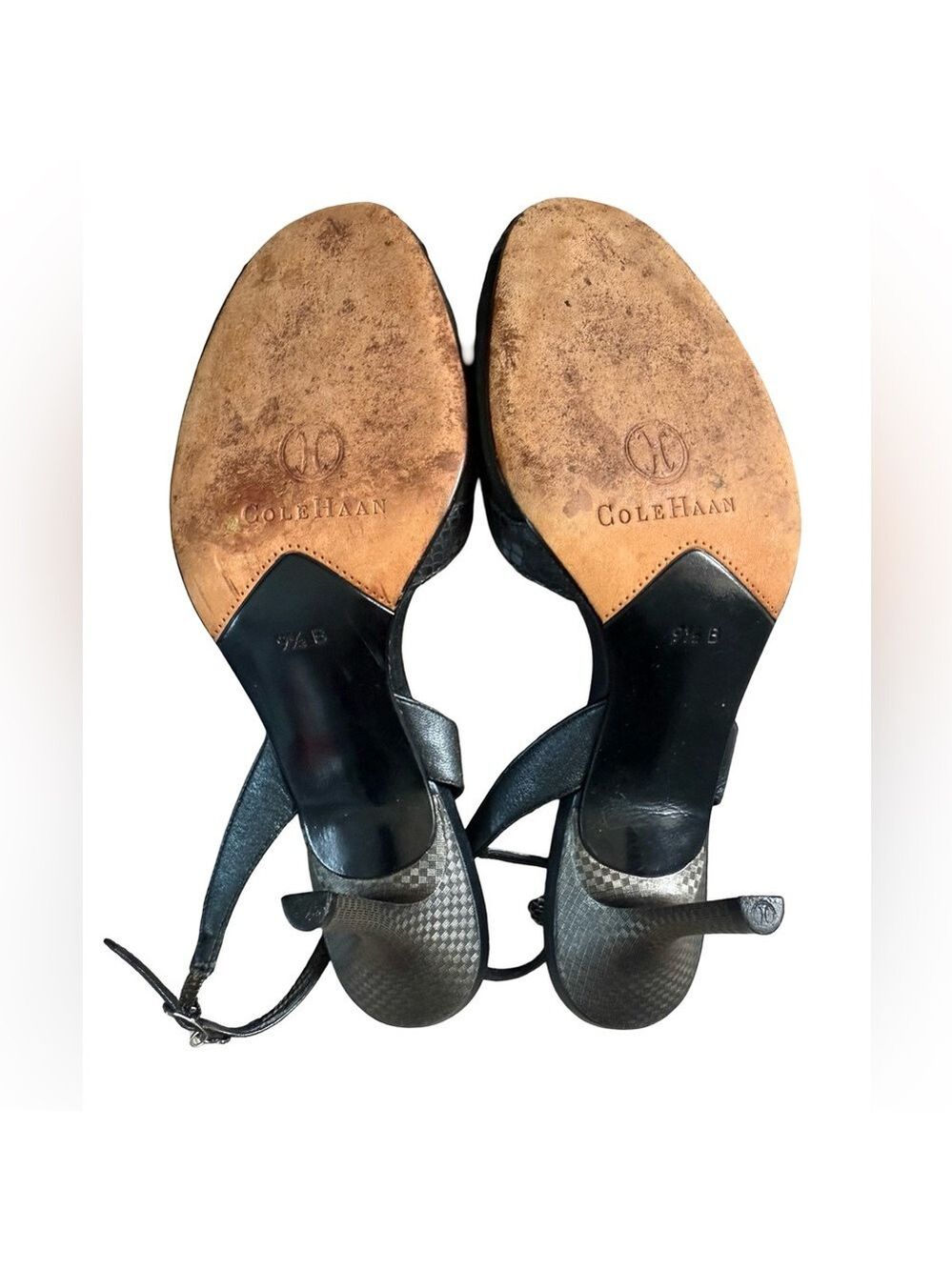 COLE HAAN Black Women's Camdyn Mixed Media Ornate Peep Toe Pumps Sz 9.5 $89 - Picture 4 of 7